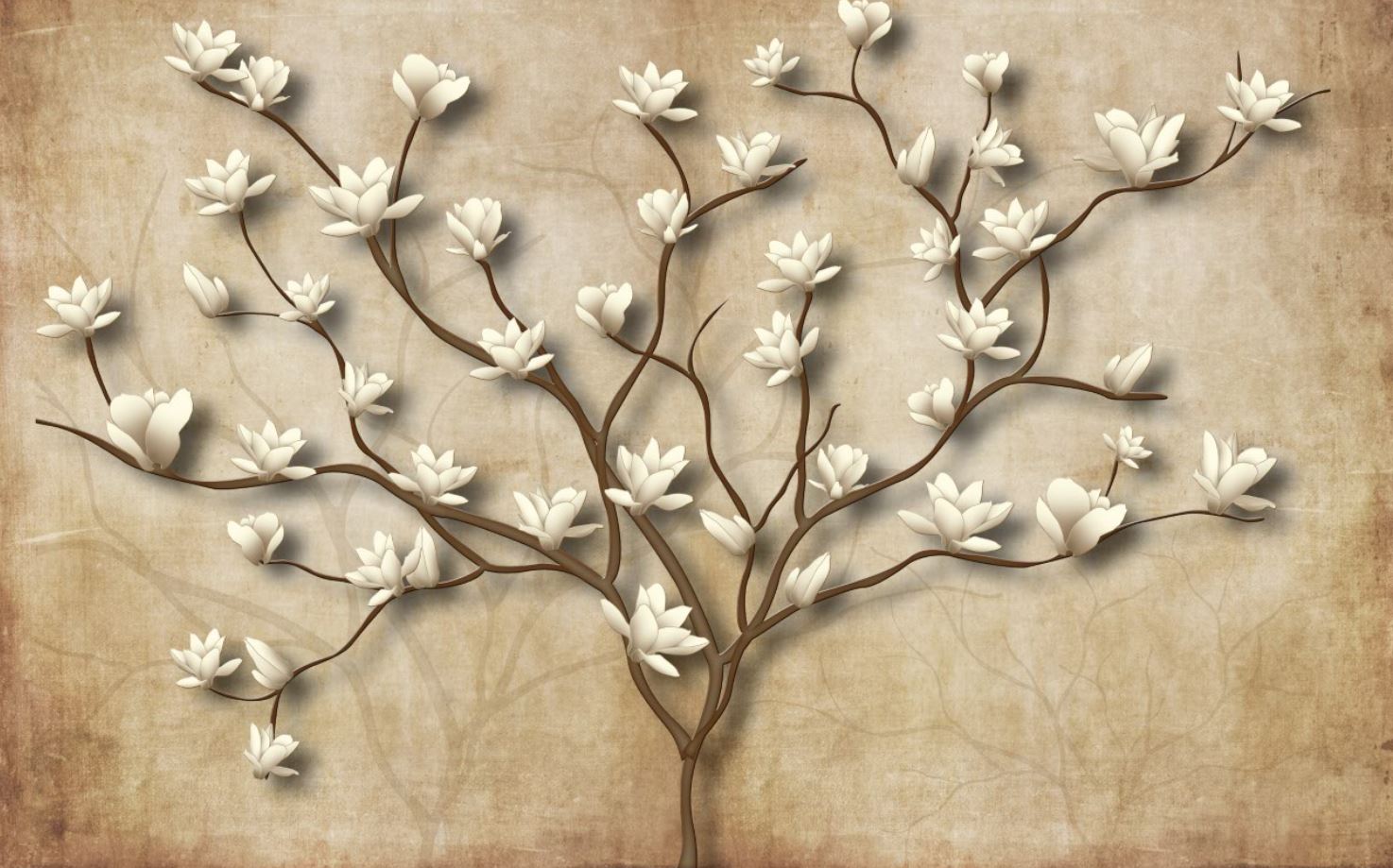 3d - 3d Tree And Flowers Wallpaper