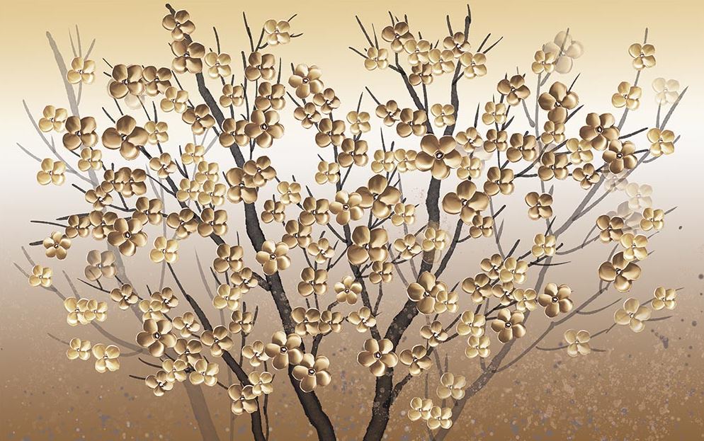3d Tree Dallari And Leaves Wallpaper Mural
