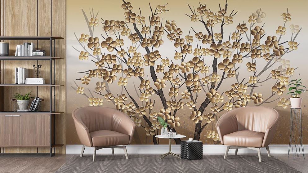 3d Tree Dallari And Leaves Wallpaper Mural - 4
