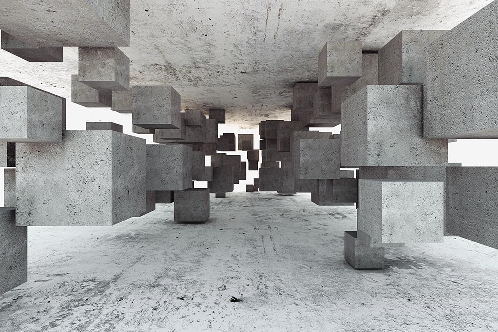 3d Concrete Bloklar Tunel Wallpaper