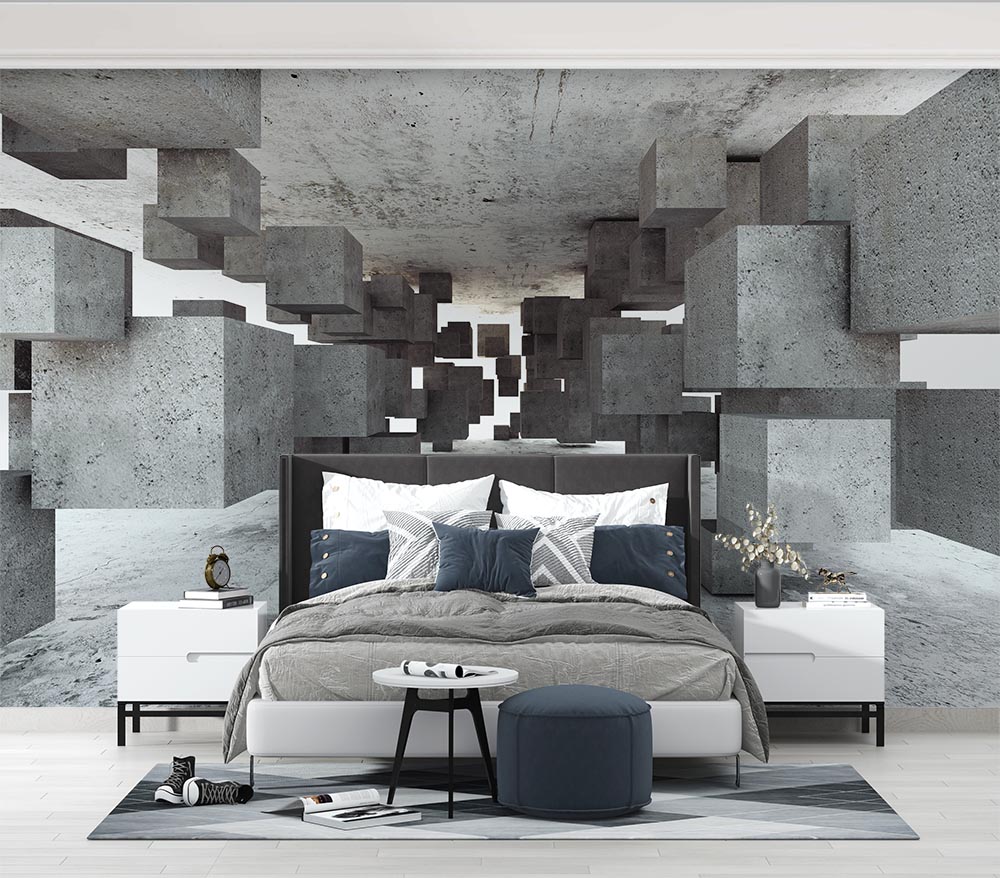 3d Concrete Bloklar Tunel Wallpaper - 2