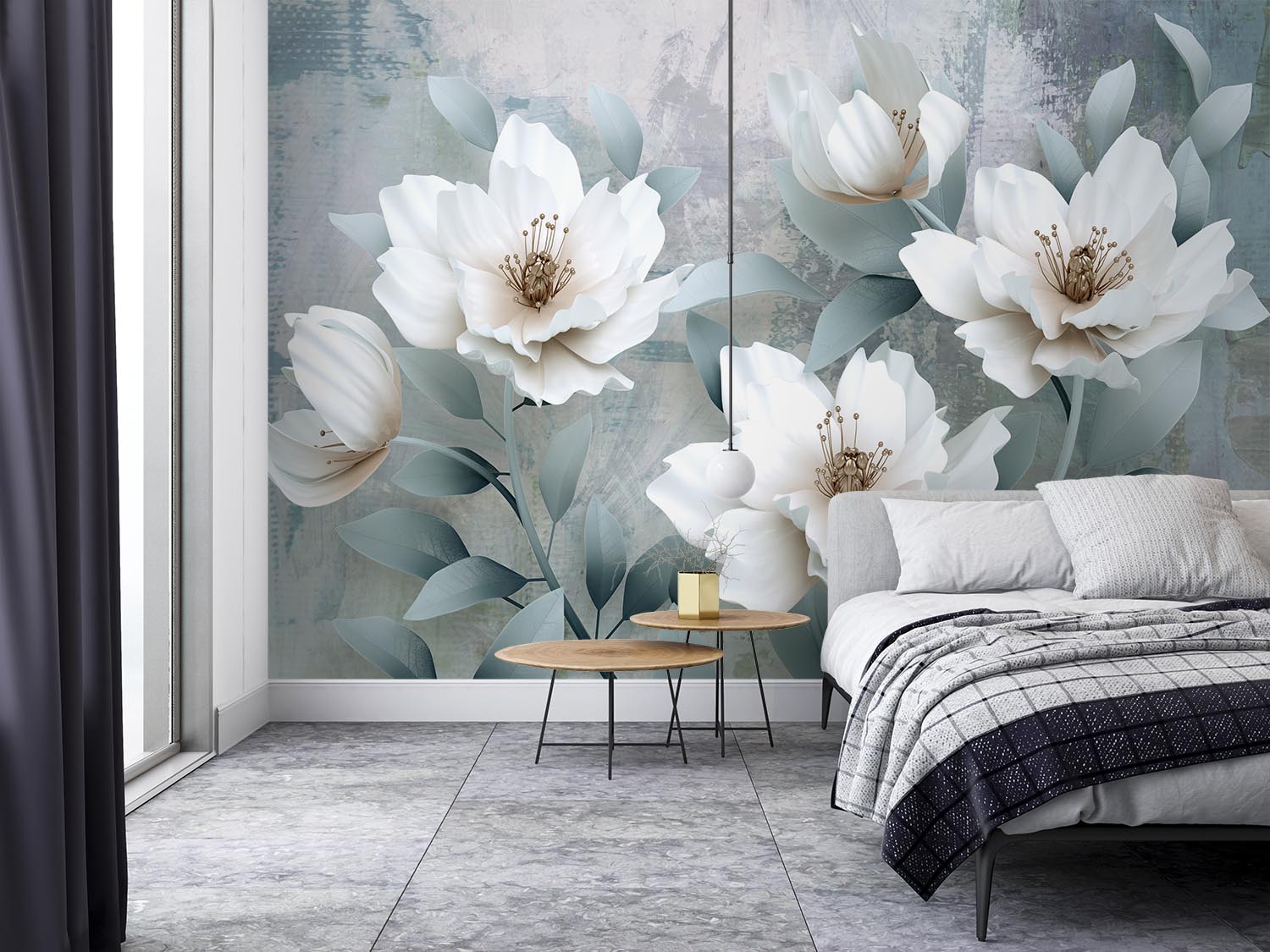 3d Large White Flowers Wallpaper - 4