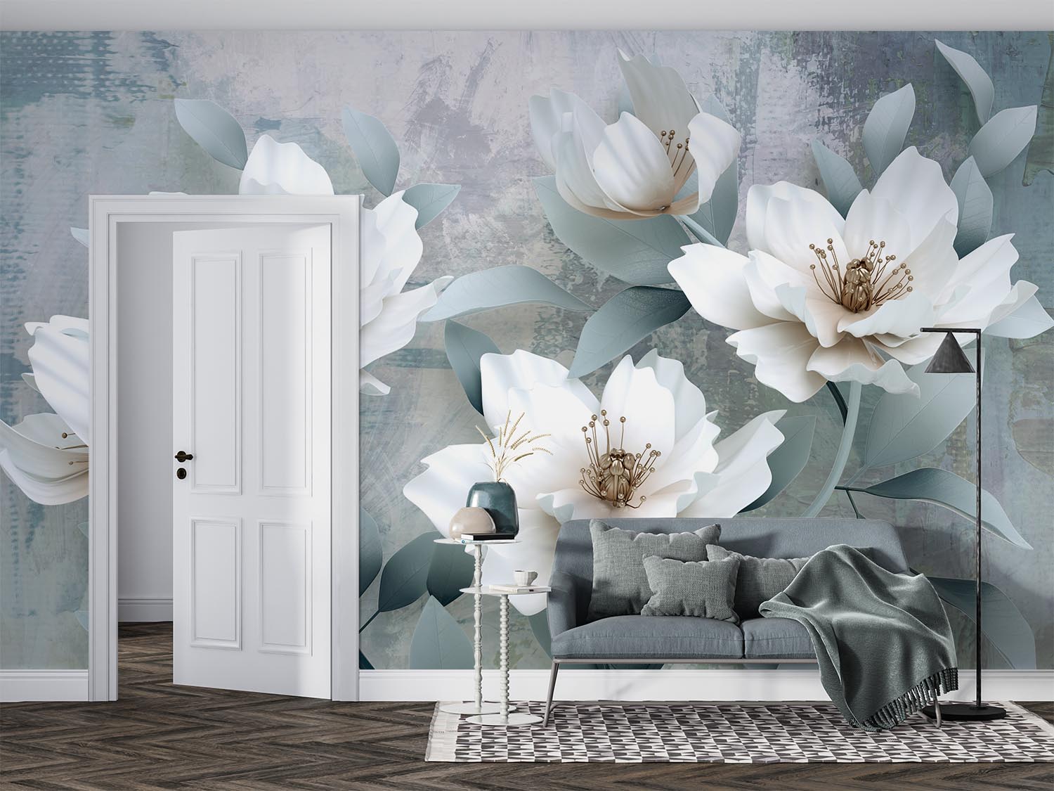 3d Large White Flowers Wallpaper - 5