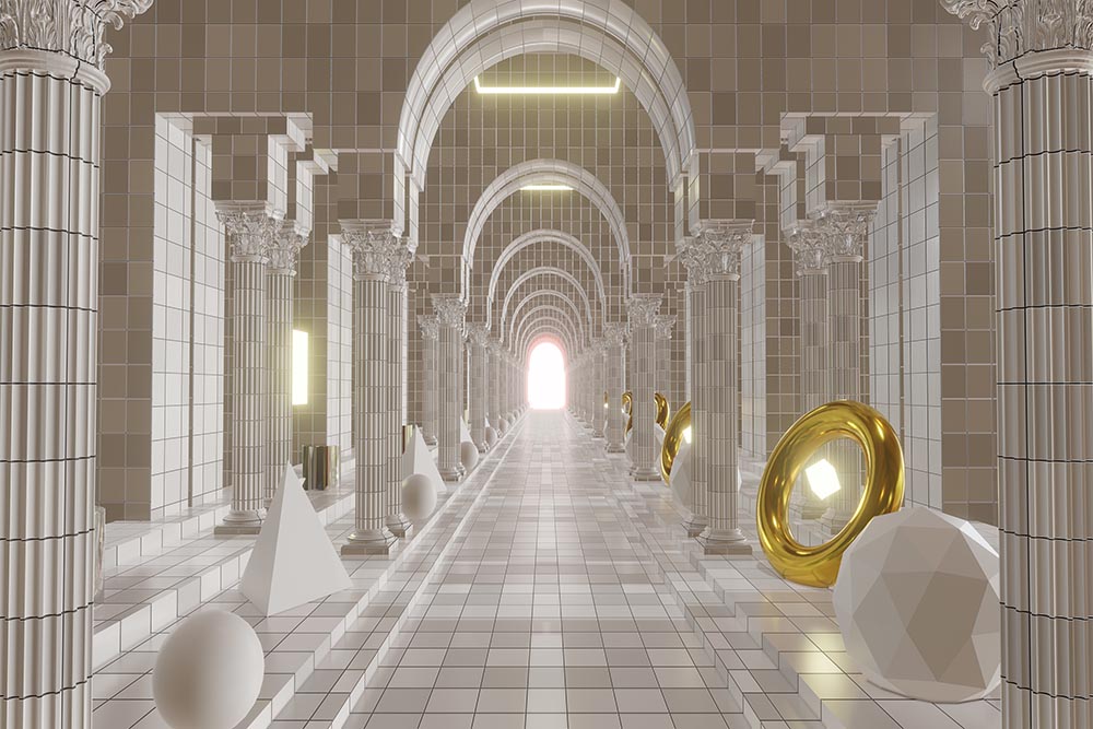 3d Derin Sutunlu Tunel Wallpaper