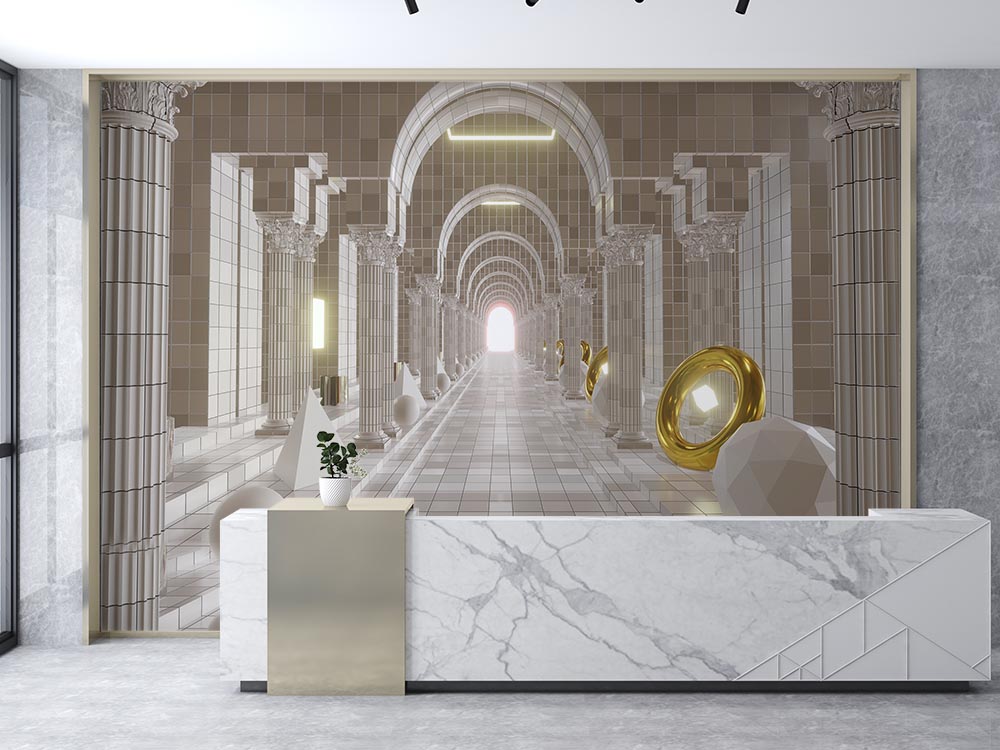 3d Derin Sutunlu Tunel Wallpaper - 2