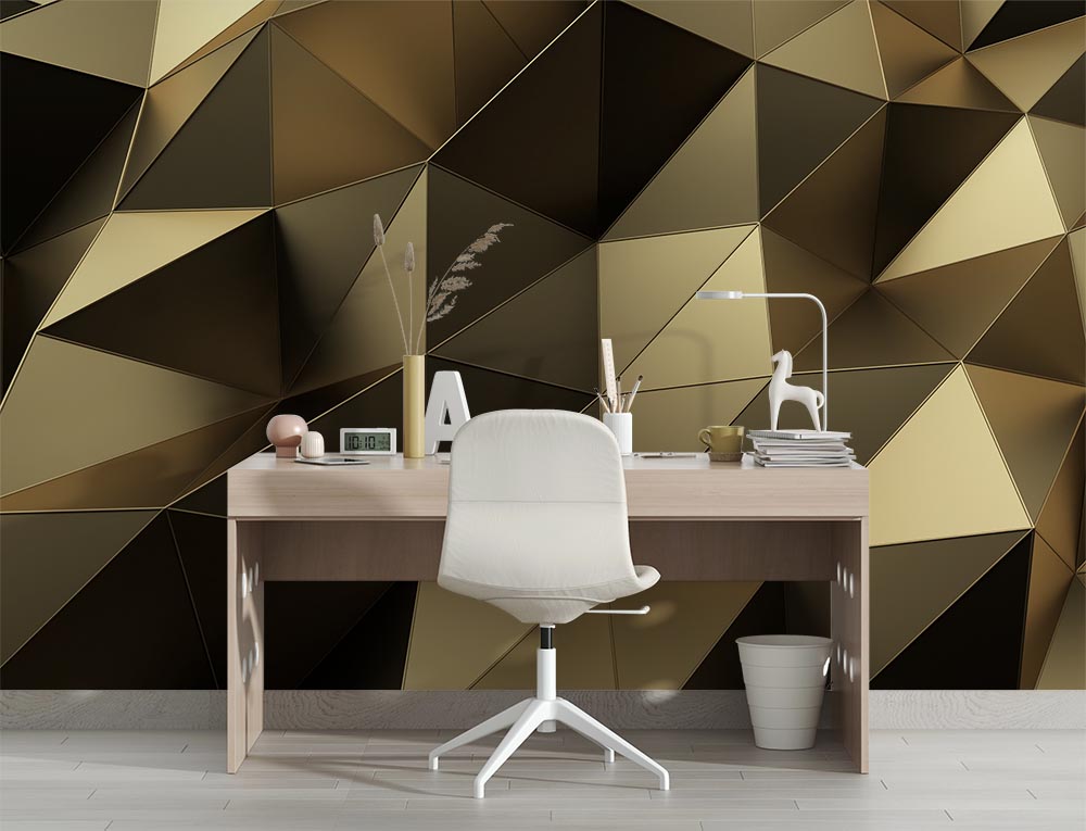 3d Wallpaper Geometric Gold Tonlari - 2