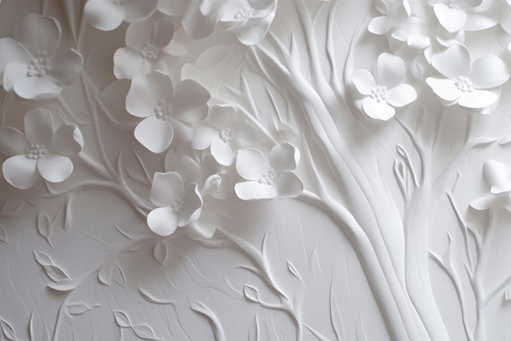 3d Wallpaper , Embossed Leaves Wallpaper