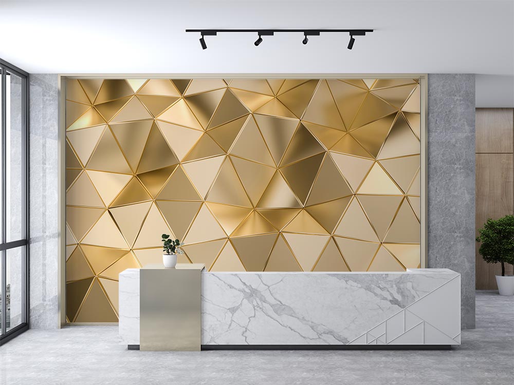 3d Geometric Wallpaper Gold Renk - 2