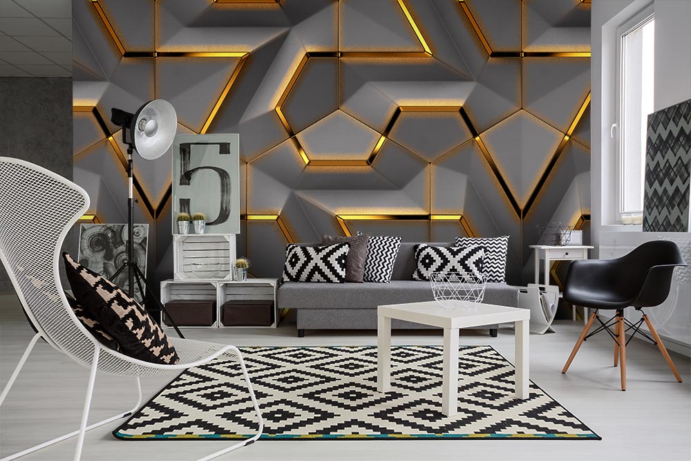 3 Boyutlu Geometrik Duvar Kağıdı - 2