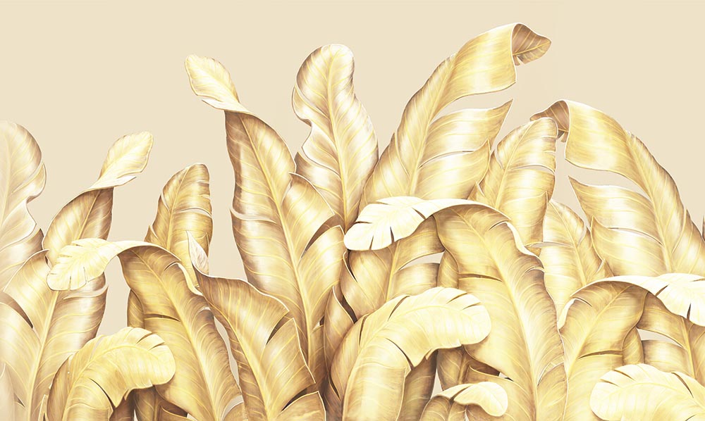 3d Gold Leaves Wallpaper