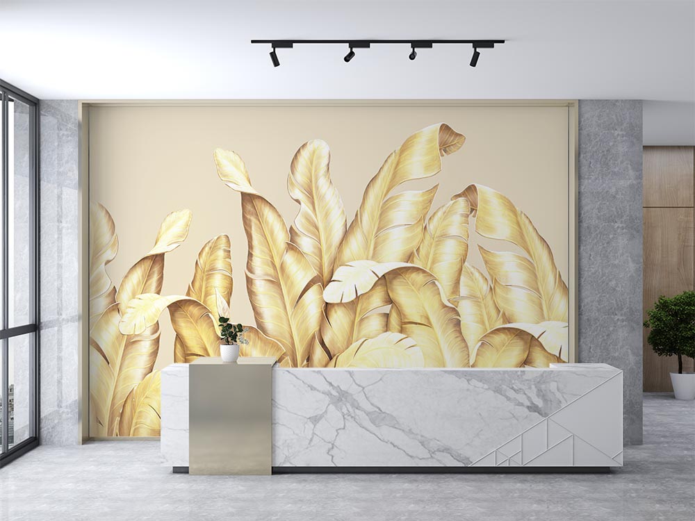 3d Gold Leaves Wallpaper - 3