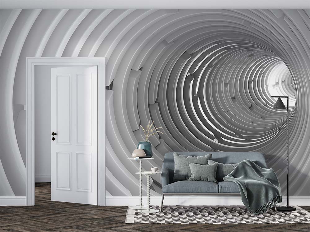 3d Gray Derinlik Tunel Wallpaper - 2
