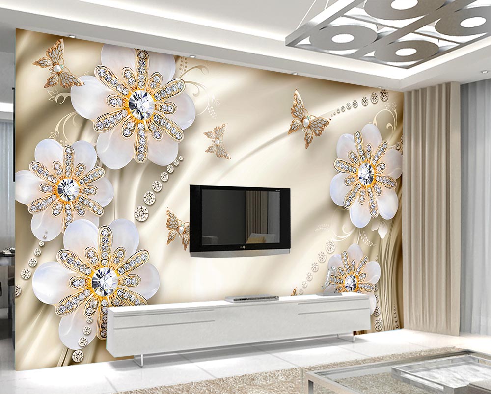 3d Incili Flowers And Butterflies Wallpaper - 2