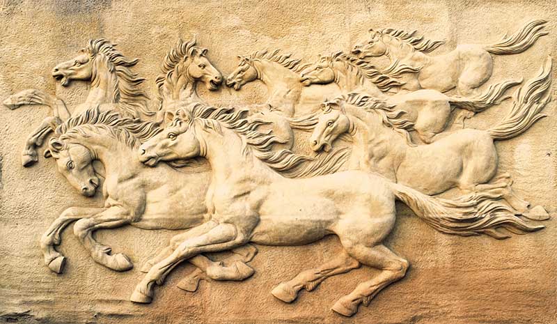 3d Embossed Horses Wallpaper