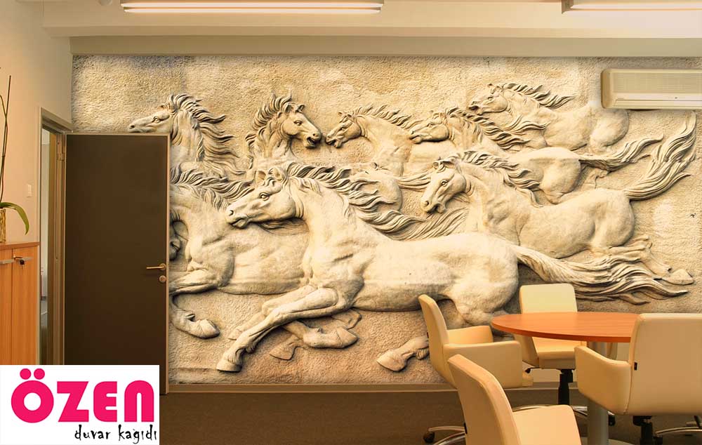3d Embossed Horses Wallpaper - 2