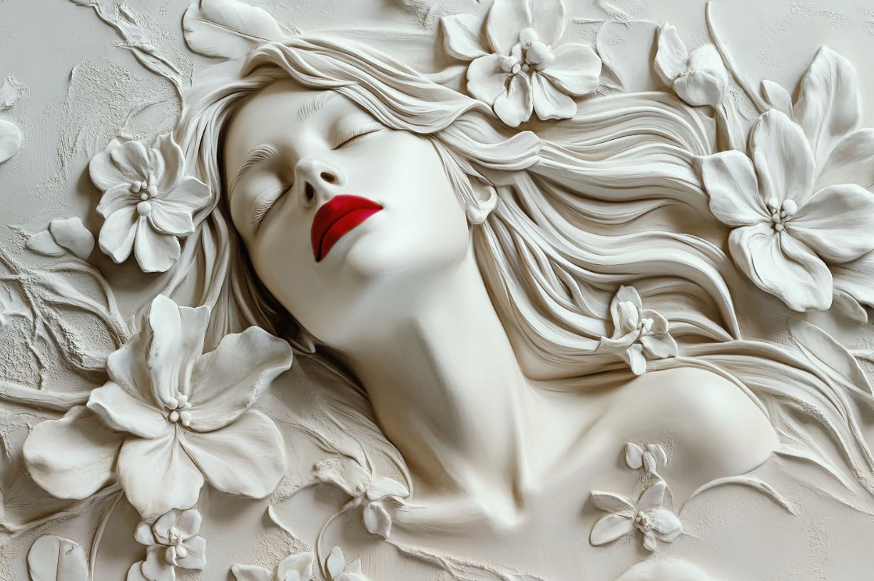 3d Embossed With Effect Wallpaper Sculpture Woman Wallpaper