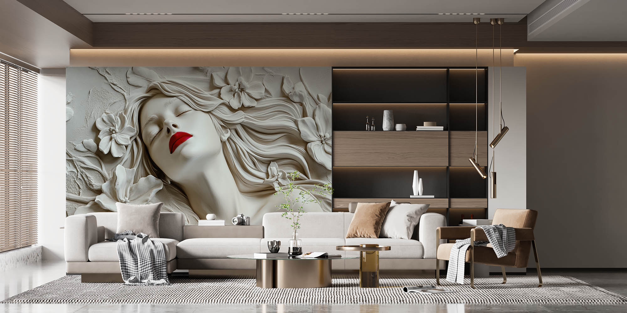 3d Embossed With Effect Wallpaper Sculpture Woman Wallpaper - 4