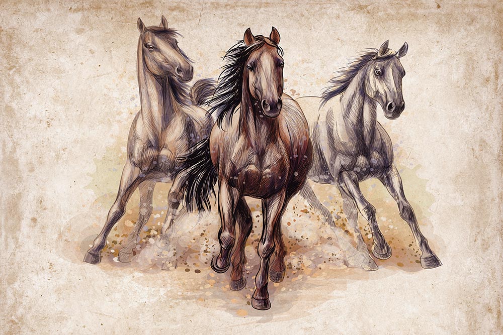3d Brown Kosan Horses Wall Mural