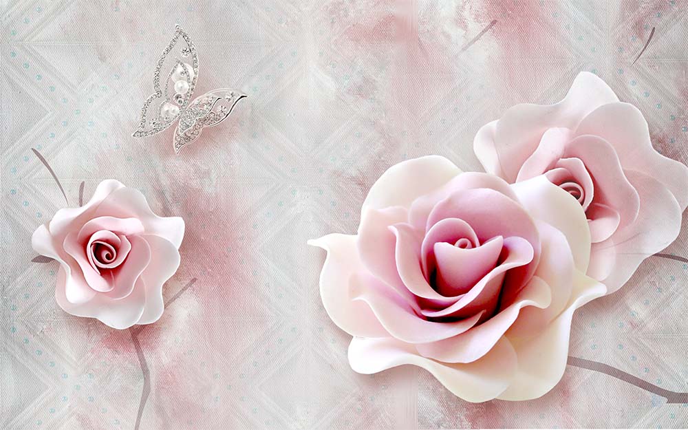 3d Pink Roses Wallpaper