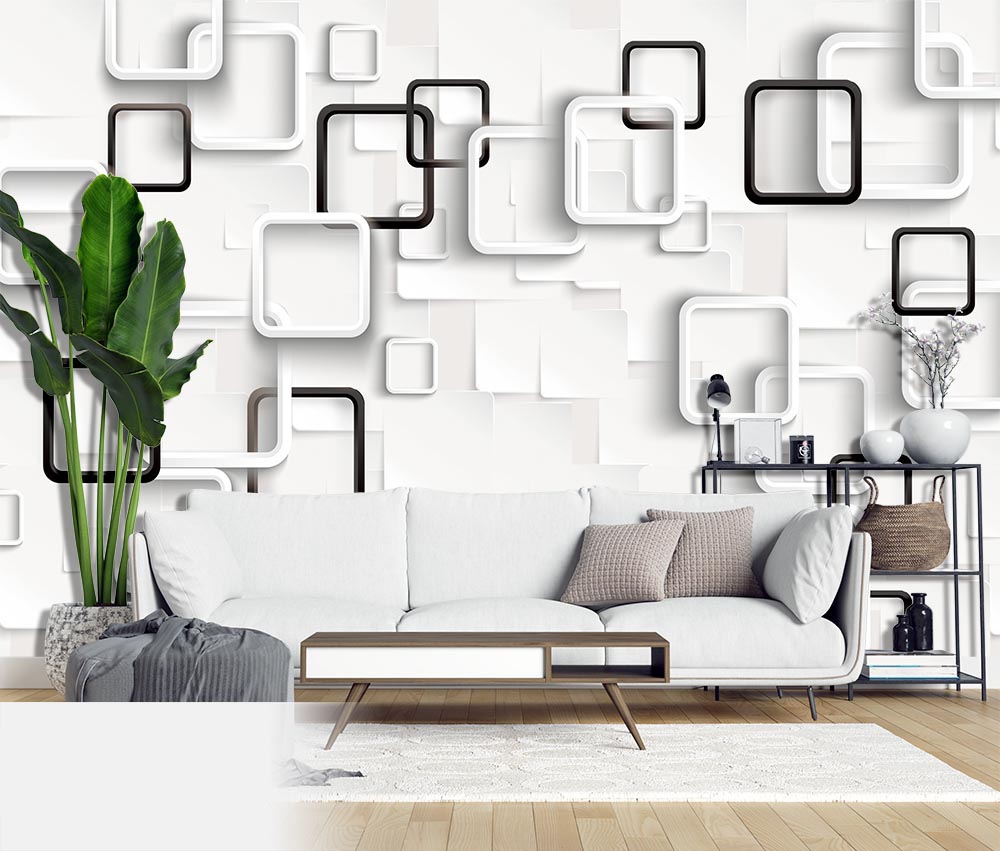 3d Black White Geometric Wallpaper - 2