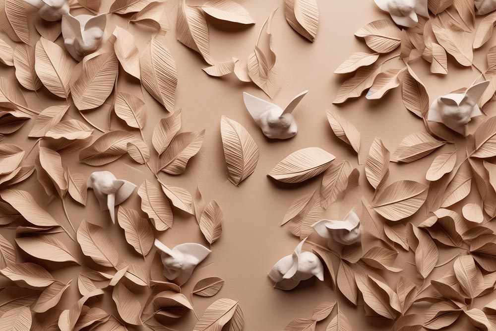 3d Leaves Wallpaper , Embossed Leaves Wallpaper