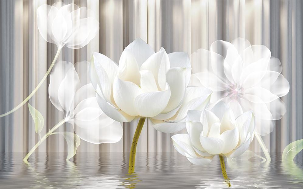 3d Background On White Flowers Wallpaper