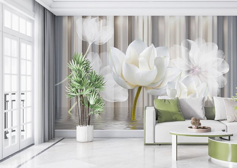 3d Background On White Flowers Wallpaper - 2