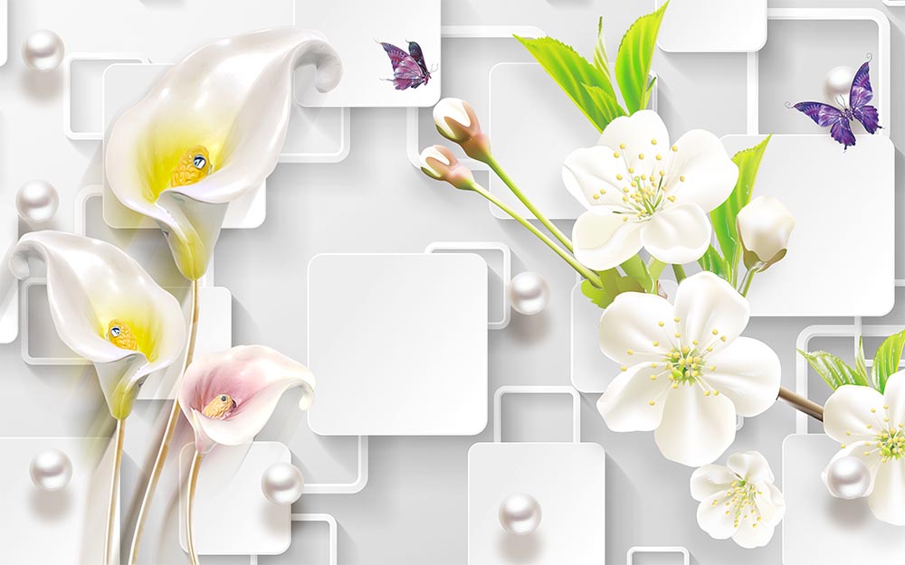 3d Background On Flowers Wallpaper