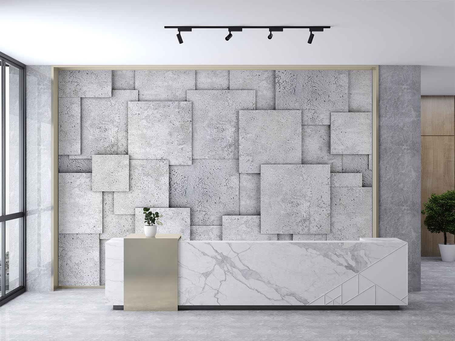 3d Dimensional Concrete Bloklar Wallpaper - 3