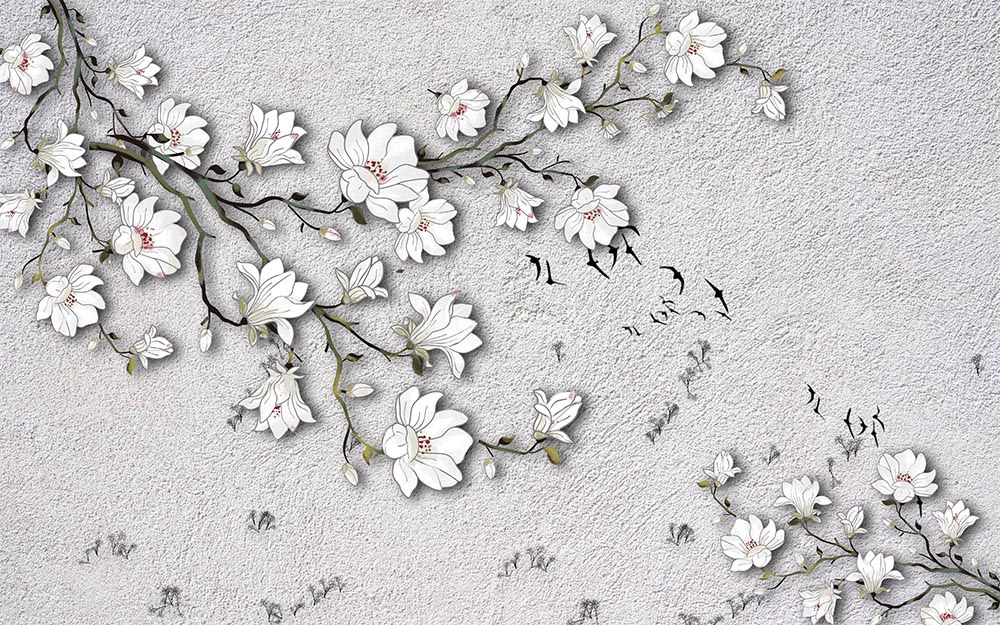 3d Dimensional Branches Flowers Wallpaper