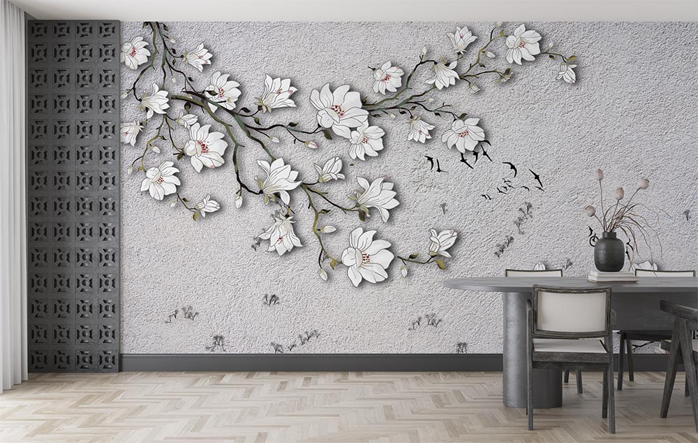 3d Dimensional Branches Flowers Wallpaper - 2