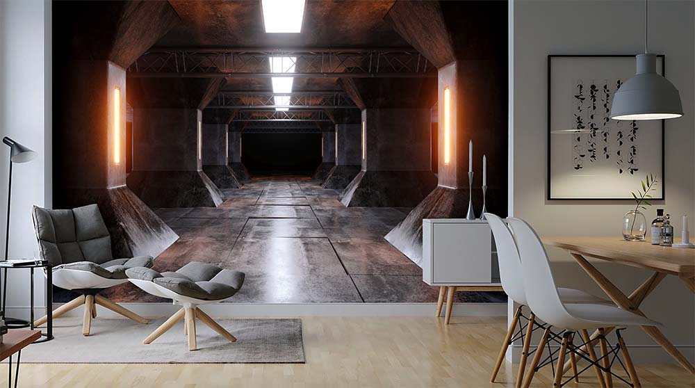3d Dimensional Derinlik Illuminated Tunel Wallpaper - 2