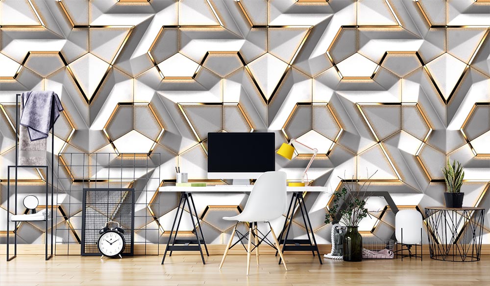 3d Dimensional Geometric Patterned Wallpaper - 2