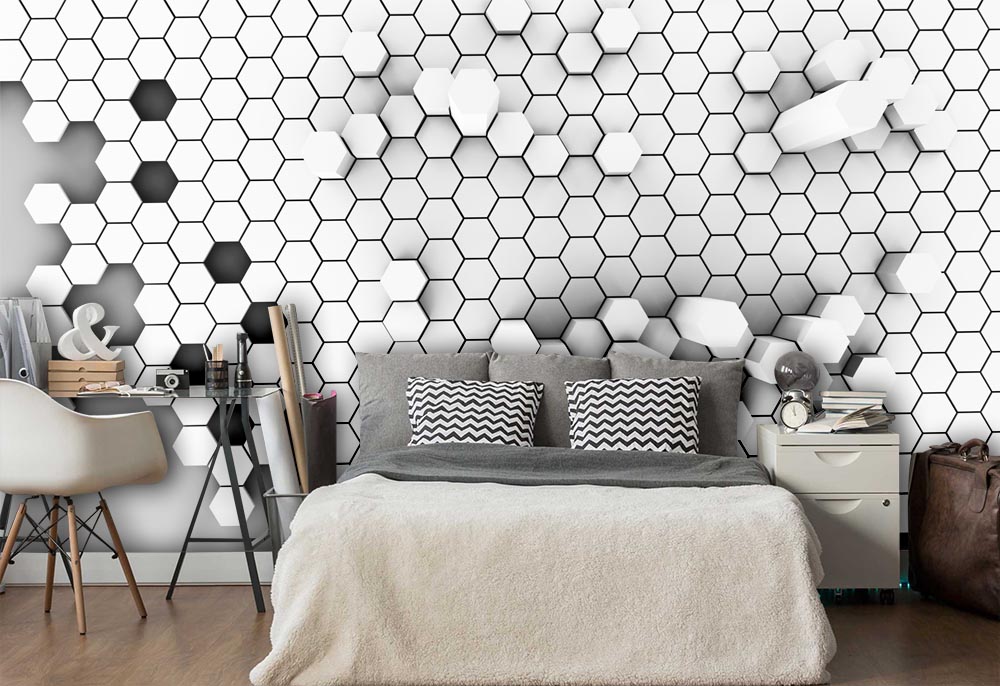 3D Boyutlu Geometrik Desenli Duvar Kağıdı - 2