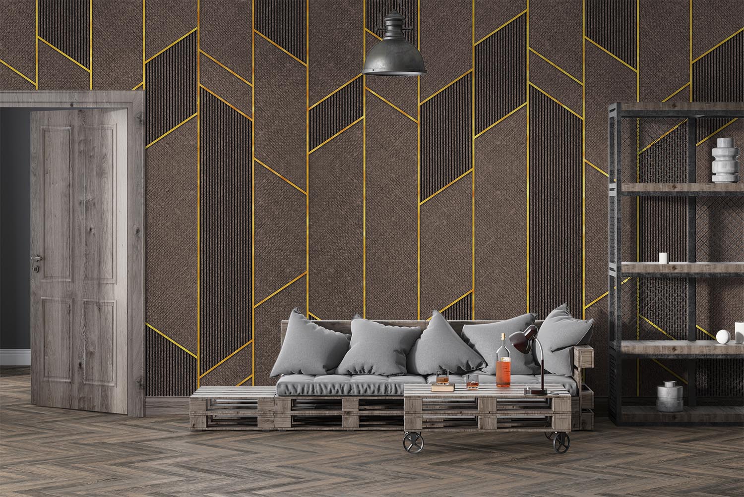 3d Dimensional Geometric Patterned Brown Wallpaper - 2