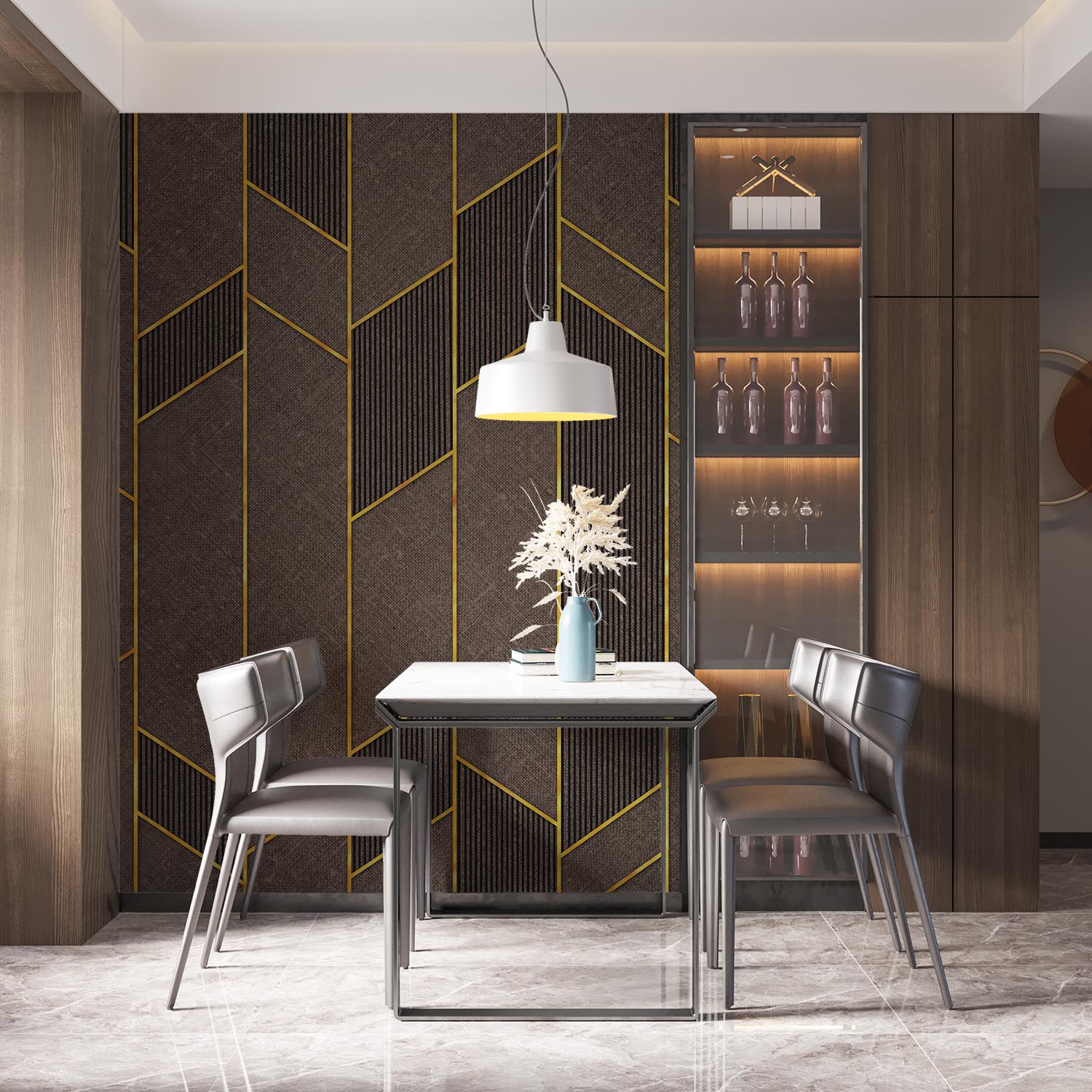 3d Dimensional Geometric Patterned Brown Wallpaper - 3