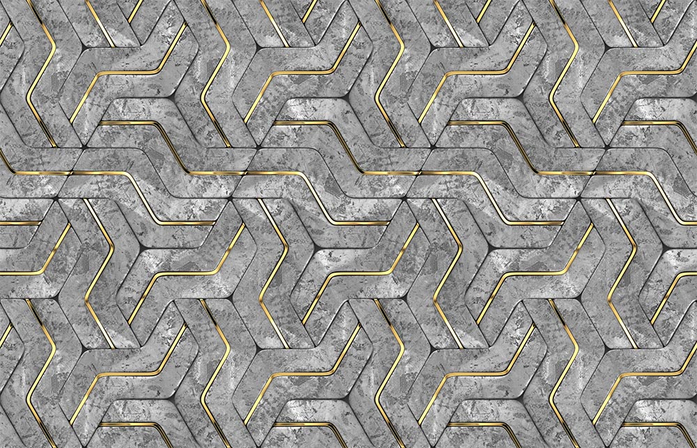 3D Boyutlu Geometrik Gri Duvar Kağıdı