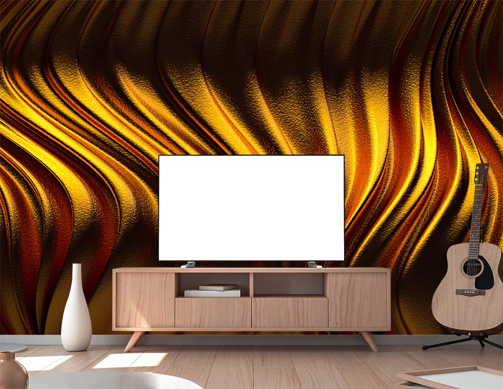 3d Dimensional Gold Renk Geometric Pattern Wallpaper - 2