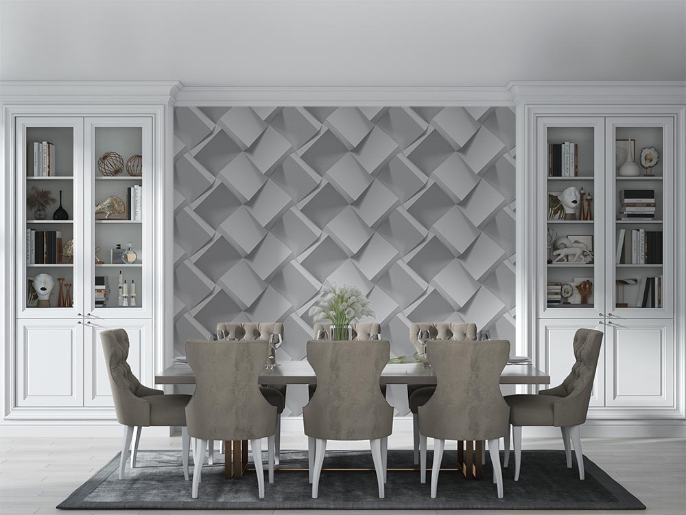 3d Dimensional Gray Geometric Pattern Wallpaper - 2