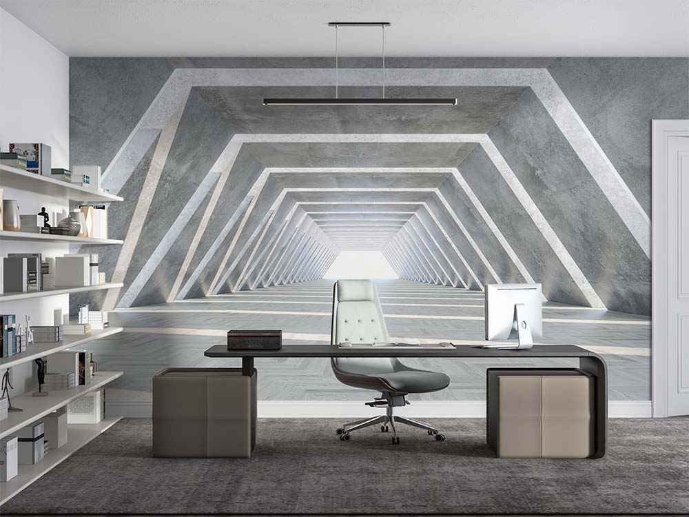 3d Wallpaper - Gray Illuminated Derin Tunel - 2