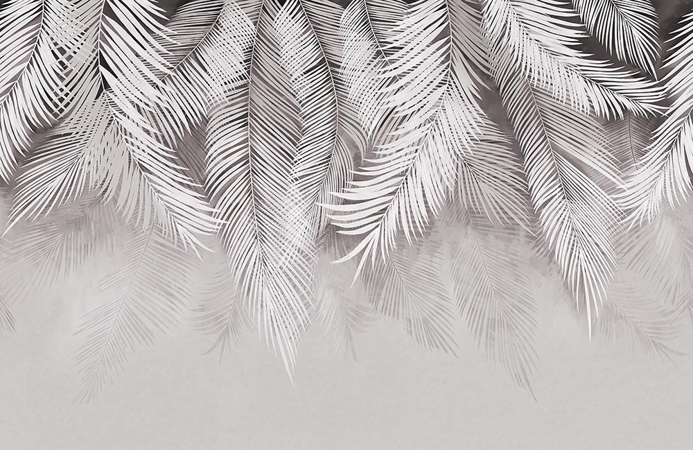 Light Renk Tones Tropical Leaves Wallpaper