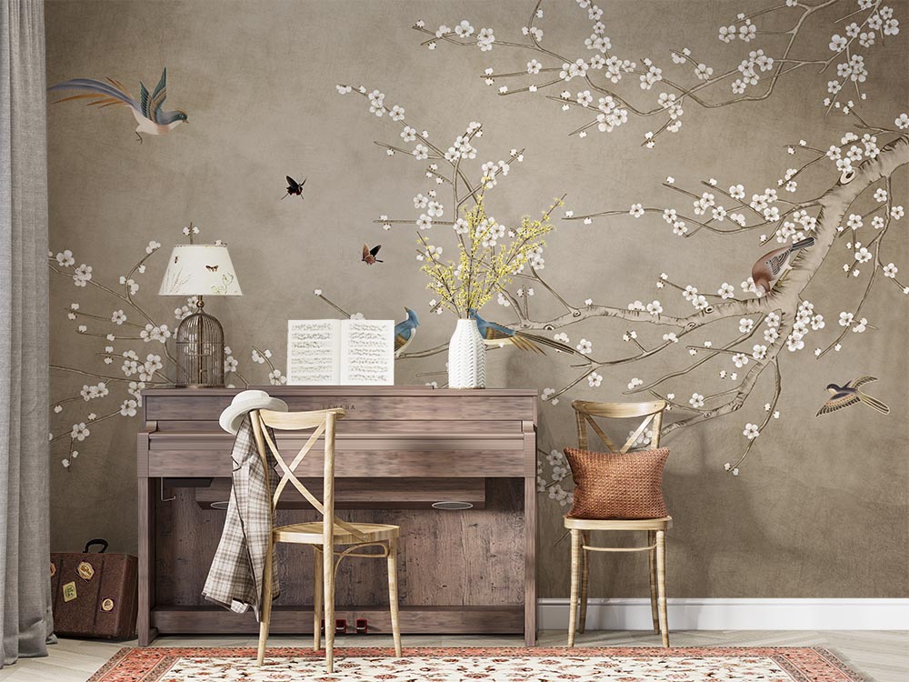 Tree Dallari Flowers And Birds Wallpaper - 2