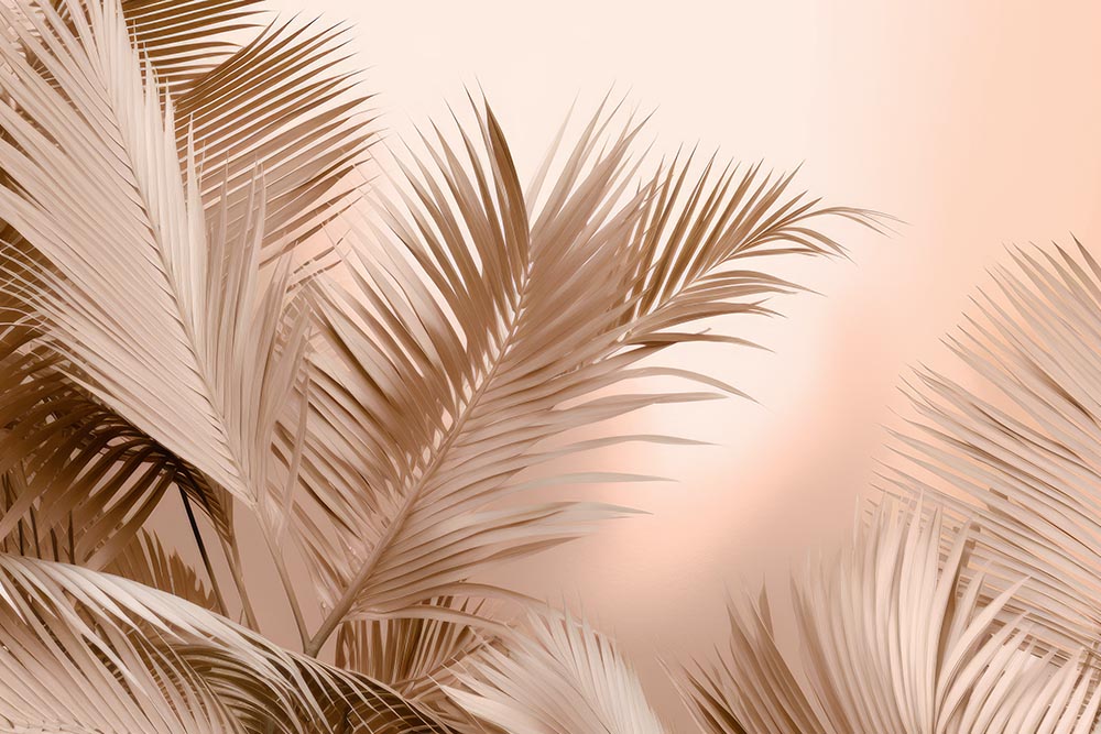 Large Beige Leaves Wallpaper, 3d Leaves Wallpaper