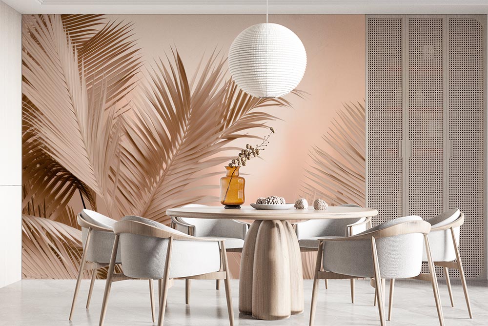 Large Beige Leaves Wallpaper, 3d Leaves Wallpaper - 2