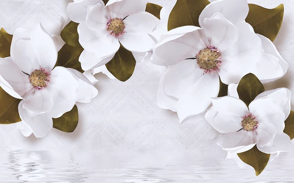 Large White Flowers And Yapraklari Wallpaper