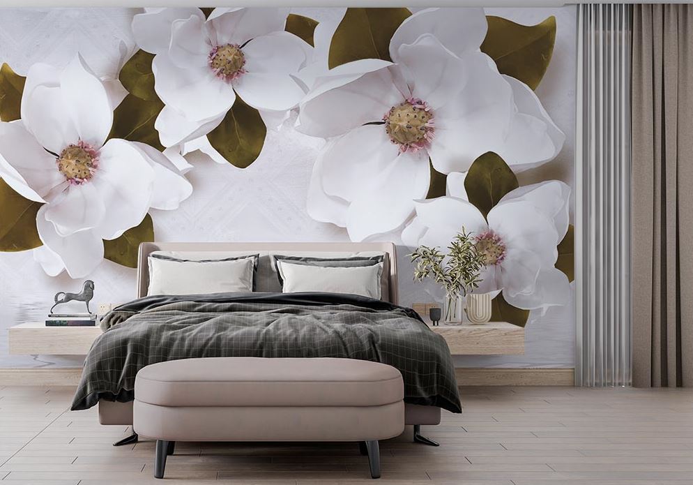 Large White Flowers And Yapraklari Wallpaper - 2