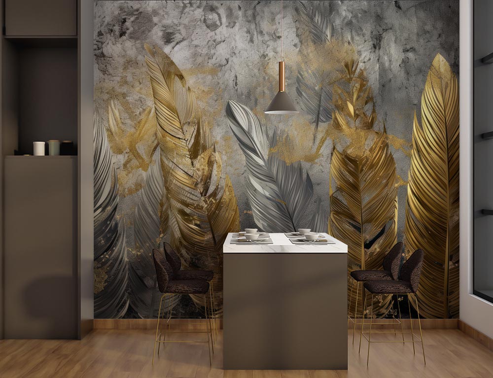 Large Gold Renk Leaves Wallpaper - 3d Wallpaper - 2