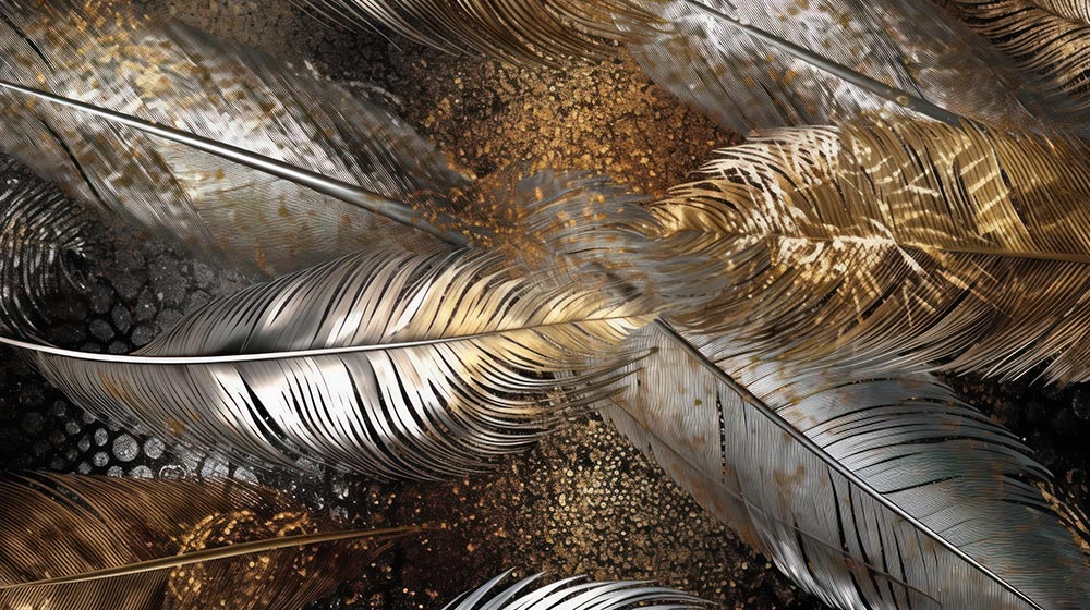 Large Gold Leaves Wallpaper - 3d Wallpaper