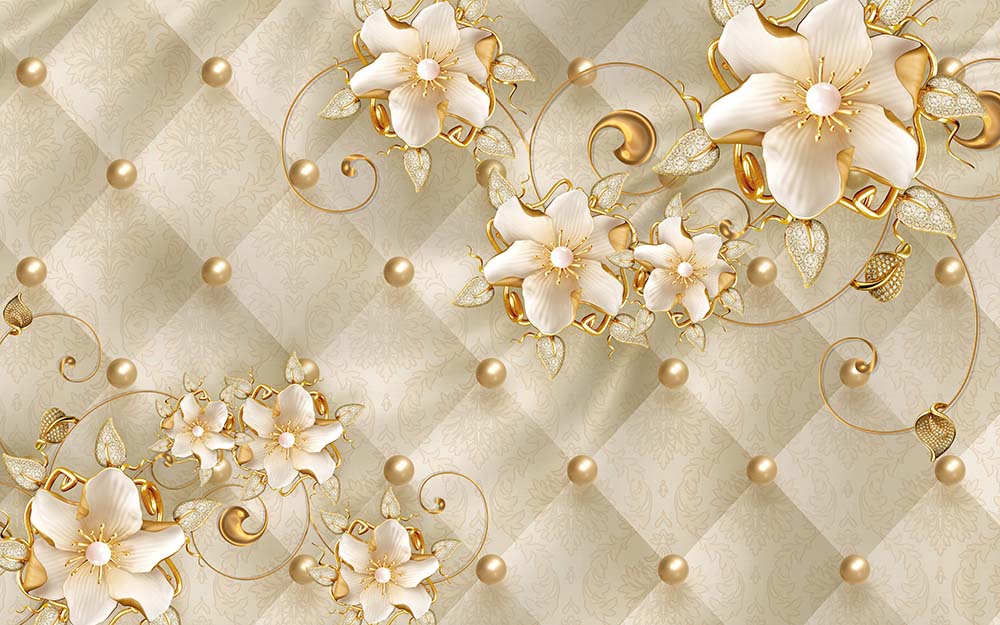 Gold Tones Flowers And Inciler Wallpaper