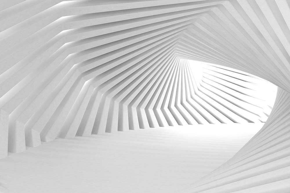 Gray White Geometric 3d Tunel Wallpaper